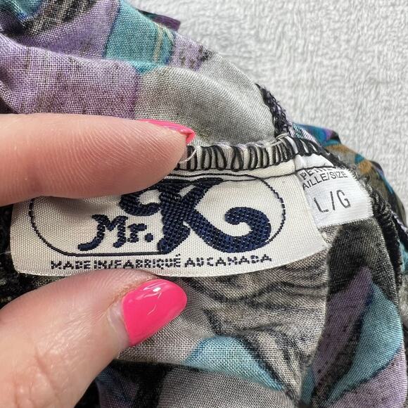 Vtg 90s Mr. K Large Petite LP Pants MC Hammer Floral Tapered Grunge Street Punk - Picture 7 of 15